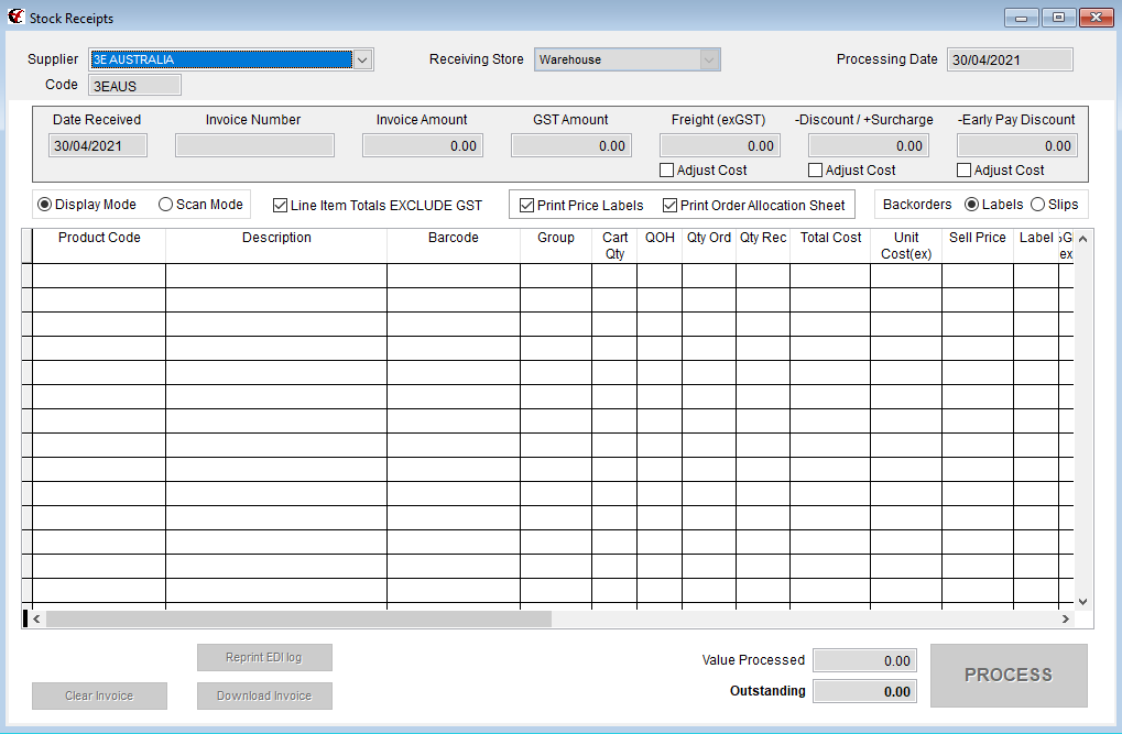 Stock Receipts
